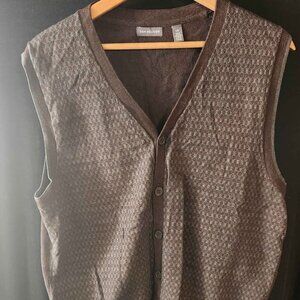 NWOT Van Heusen Large Sweater Vest Button Down Brown